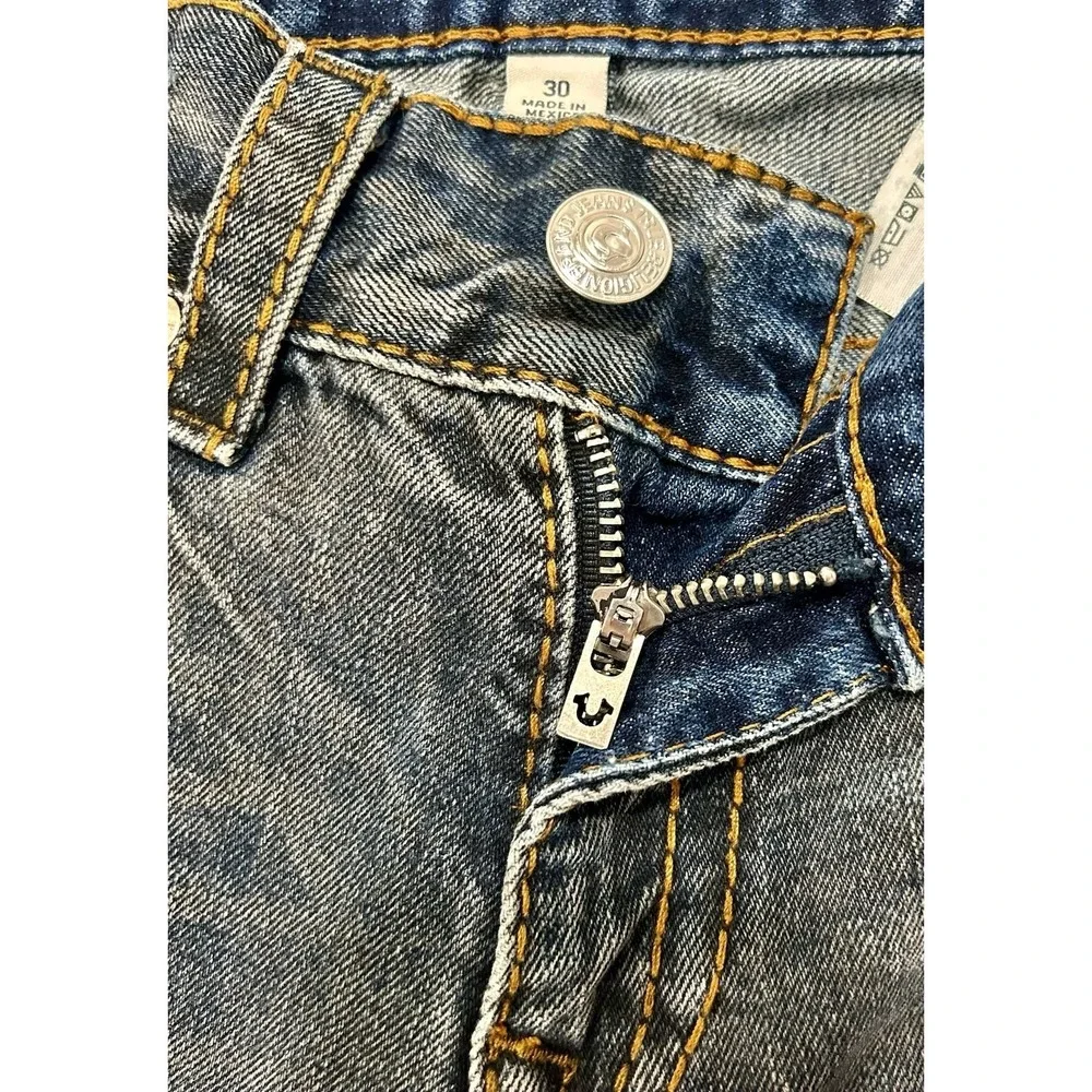 True Religion Big T Red Bootcut Distressed Gray/Blue Battleground 30 X 31 Jeans